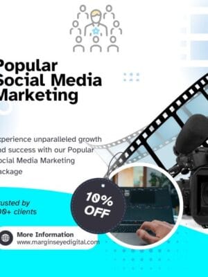 the popular social media marketing package with a camera and film depicting the professionalism