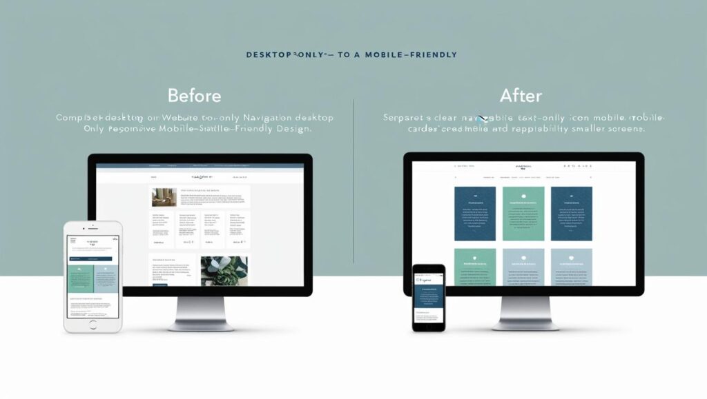 Before and After Comparison comparison to a mobile friendly website