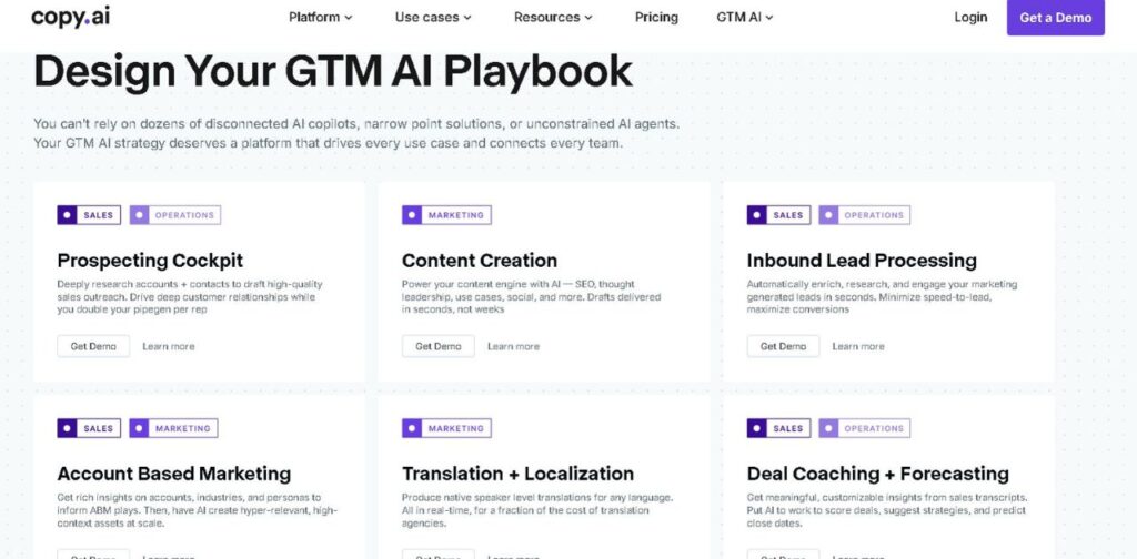 a screenshot of various tools that copy.ai can be used in AI Social Media Copywriting