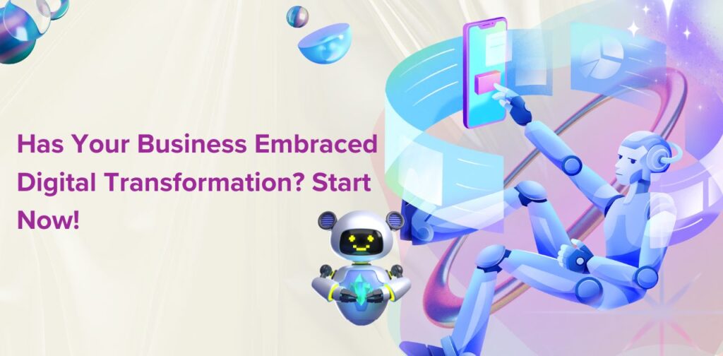 an image of robots showing the future in digital transformation