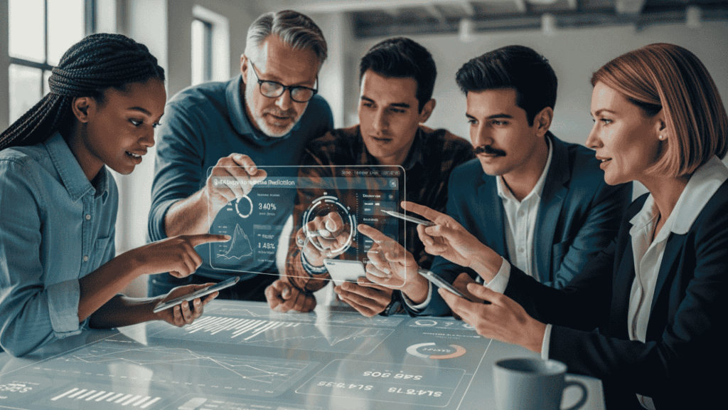 AI Sales Predictions: How to Sell Smarter in 2025 4 predictive AI in sales strategy in a  team in AI sales prediction