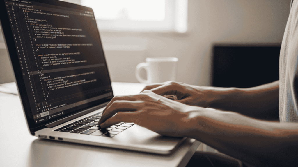 someone doing coding on website builders for beginners