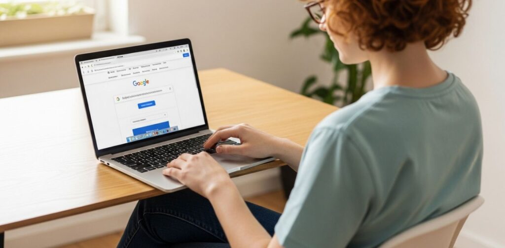 A woman trying to submit Your Website to Google