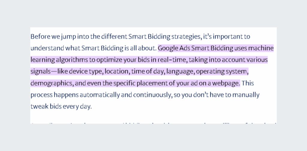 Why You Need Google Ads Smart Bidding To Grow Your Small Business Now 2 a screenshot explaining why Google Ads Smart Bidding performs so well