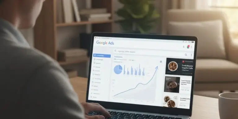a man on a laptop using google ads