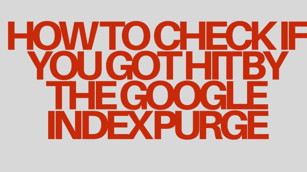 How  to  Check  if You  Got  Hit by the  GOOGLE INDEX Purge