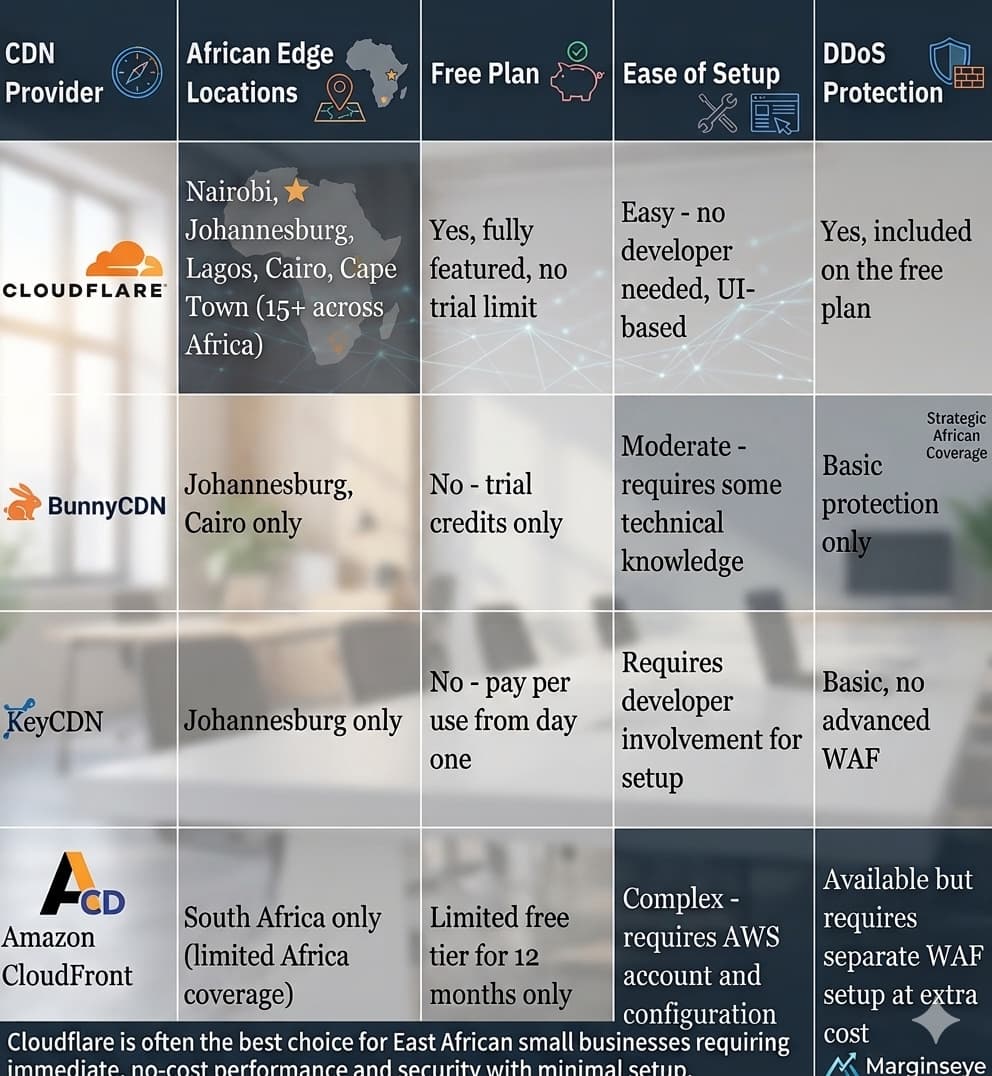 a table of Which CDN Options Work Best for African Users An Honest Comparison